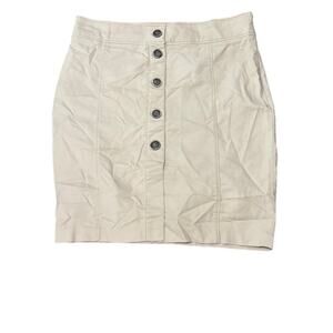 Zara‎ Basic Beige Button Front Mini Skirt Size XL 32 Khaki Cotton Utility